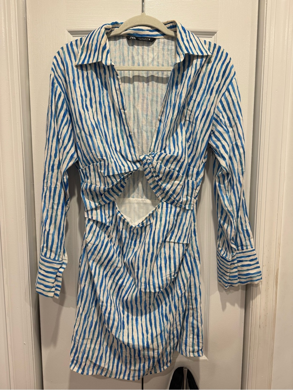 ZARA Blue & White Striped Shirt Dress